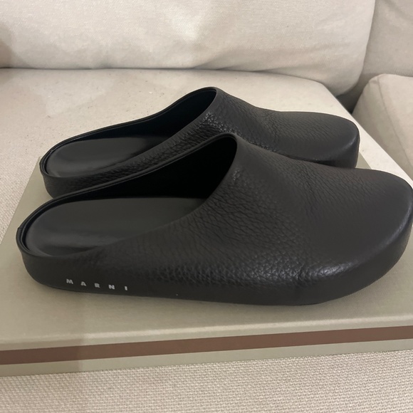 Marni Men’s Black Leather Fussbett Sabot - Size 11 main image 6